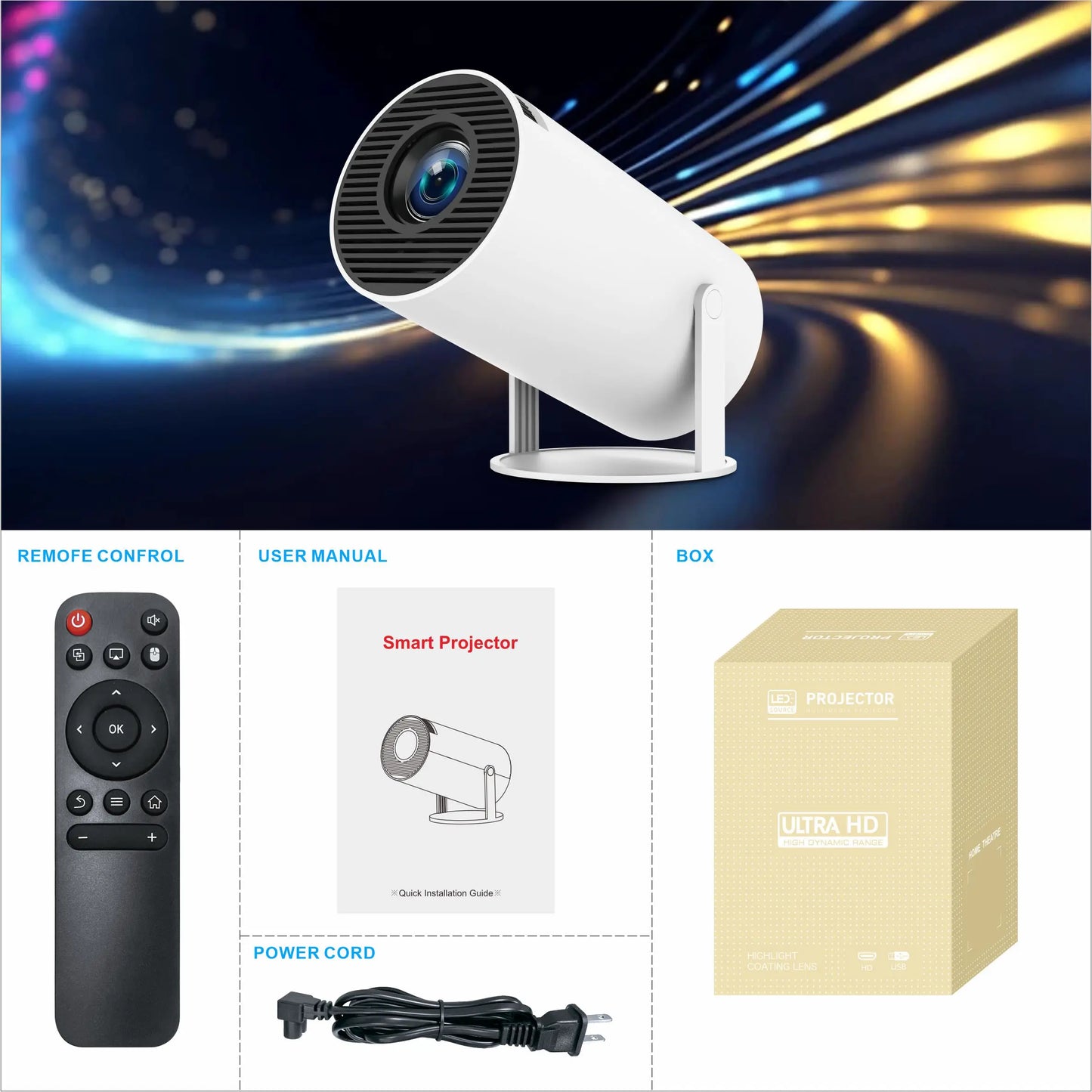 Full Android System HY300 Pro Lcd Projector 1280 720P 4K Portable Projector WIFI