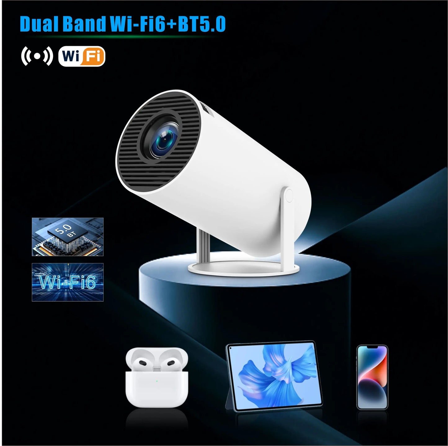 Full Android System HY300 Pro Lcd Projector 1280 720P 4K Portable Projector WIFI